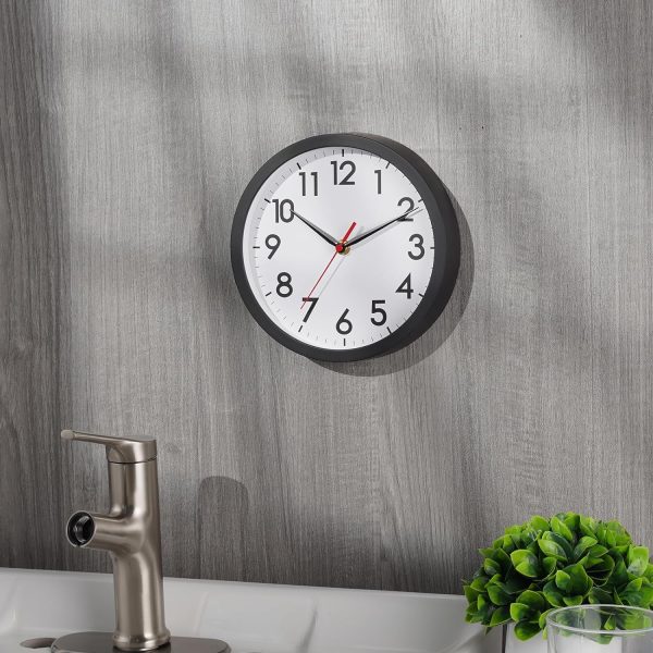 AKCISOT Wall Clock, Modern Small Wall Clocks Battery Operated 8 Inch, Silent Non-Ticking Analog Classic for Office, Home, Bathroom, Kitchen, Bedroom, School(Black) - Image 5