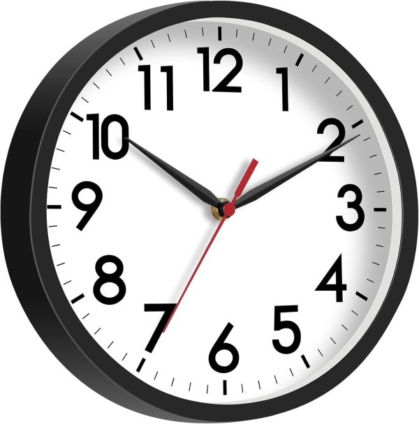 AKCISOT Wall Clock, Modern Small Wall Clocks Battery Operated 8 Inch, Silent Non-Ticking Analog Classic for Office, Home, Bathroom, Kitchen, Bedroom, School(Black) - Image 7