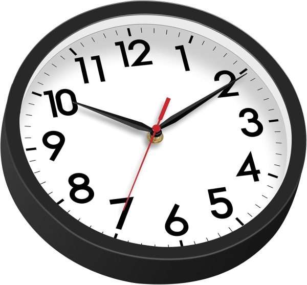 AKCISOT Wall Clock, Modern Small Wall Clocks Battery Operated 8 Inch, Silent Non-Ticking Analog Classic for Office, Home, Bathroom, Kitchen, Bedroom, School(Black) - Image 8