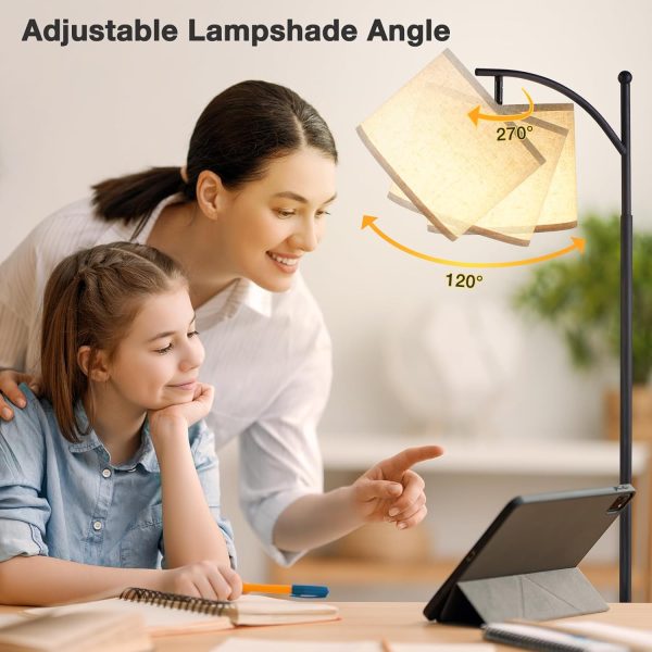 Ambimall Floor Lamp for Living Room with 3 Color Temperatures LED Bulb, Beige Lampshade & Foot Switch Included, Easy to Install, 9W Bulb Included - Image 4