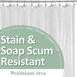 Plastic Shower Liner Clear - Premium PEVA Shower Curtain Liner with Rustproof Grommets and 3 Magnets, Waterproof Cute Lightweight Standard Size Shower Curtains for Bathroom - Clear