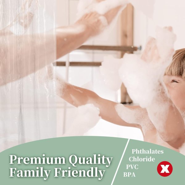 Plastic Shower Liner Clear - Premium PEVA Shower Curtain Liner with Rustproof Grommets and 3 Magnets, Waterproof Cute Lightweight Standard Size Shower Curtains for Bathroom - Clear - Image 3
