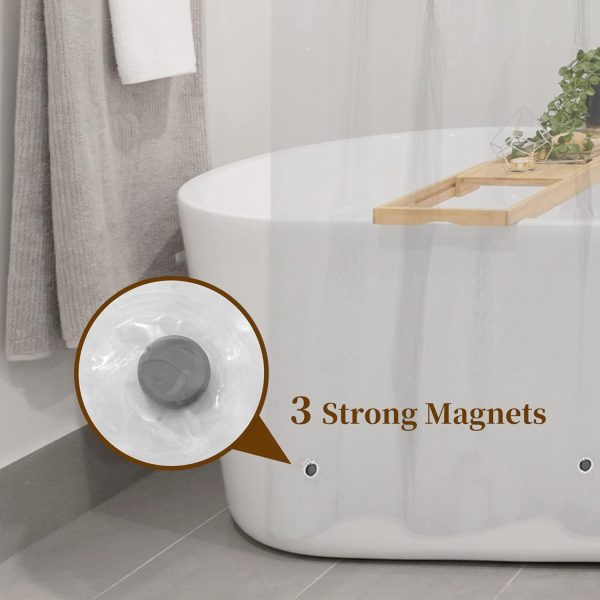 Plastic Shower Liner Clear - Premium PEVA Shower Curtain Liner with Rustproof Grommets and 3 Magnets, Waterproof Cute Lightweight Standard Size Shower Curtains for Bathroom - Clear - Image 8