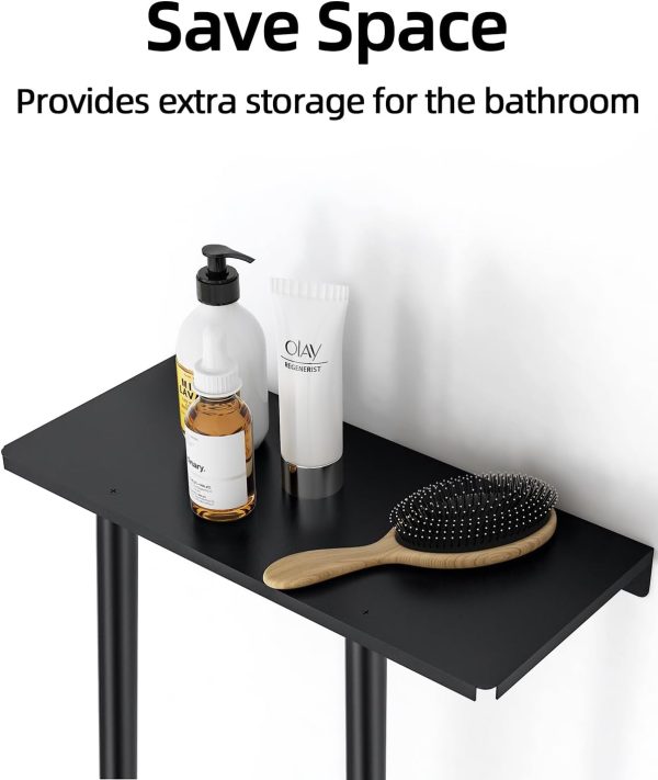 Bathroom Towel Storage Rack, Towel Racks for Bathroom Wall Mounted 30 inch with Shelf Can Holds 6 Large Towels, Wall Towel Rack for Rolled Towels, Black - Image 5