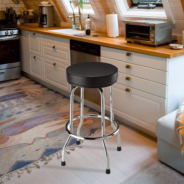 BIG RED Torin Swivel Bar Stool: Padded Garage/Shop Seat with Chrome Plated Legs, Black, 28.74" Tall, 18.5" Diameter - Image 4