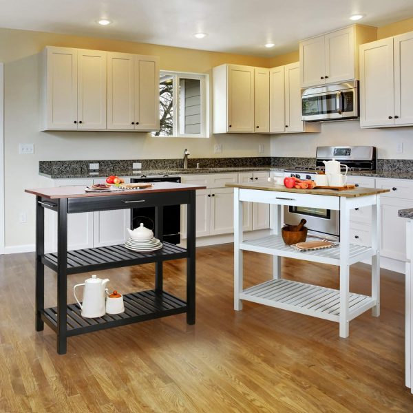Casual Home Kitchen Island with Solid American Hardwood Top, Natural/White, 40" W (373-91) - Image 7