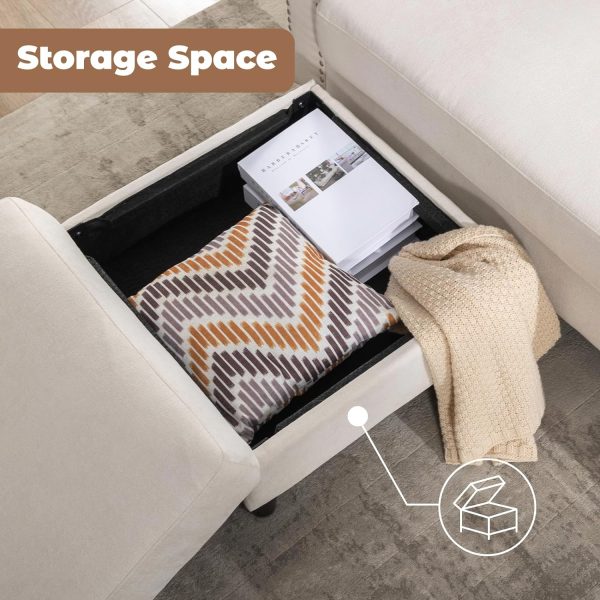 Convertible Sectional Couches for Living Room, L-Shaped Couch 3 Seats Sofas with Storage Chaise & 2 Cup Holders, Small Sofa for Apartment, Compact Spaces, Beige - Image 3