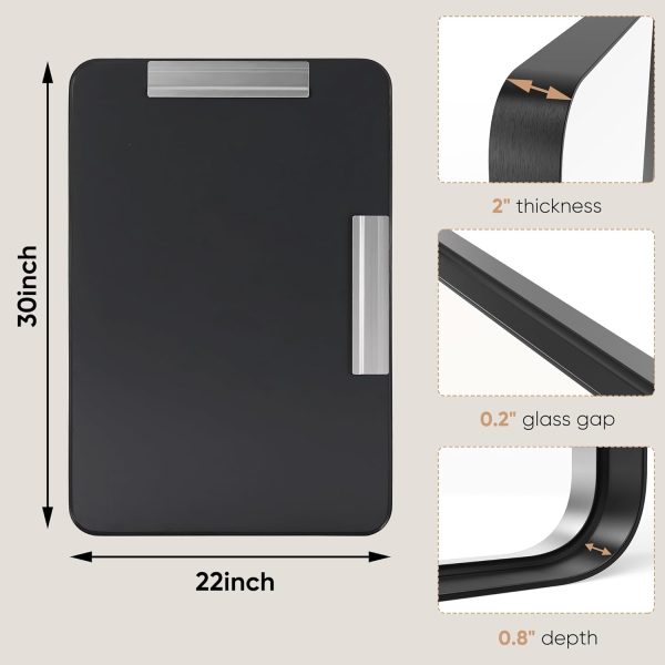 DUMOS Black Metal Framed Vanity Rounded Rectangle Bathroom Mirrors for Over Sink Wall, 30x22 Inch Matte Large Mirror, Modern Decorative for Restroom, Farmhouse, Horizontally or Vertically Hanging - Image 7