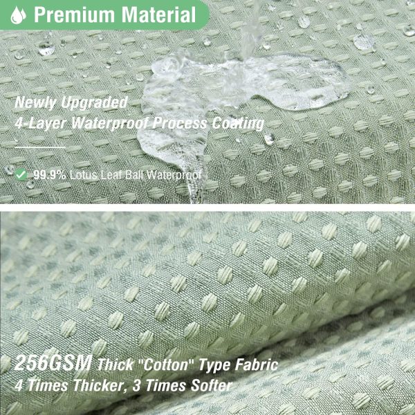 Sage Green Shower Curtain - Waffle Textured Heavy Duty Thick Fabric Shower Curtains for Bathroom, 256GSM Luxury Weighted Polyester Cloth Bath Curtain Set with 12 Plastic Hooks，72Wx72H,Green - Image 4