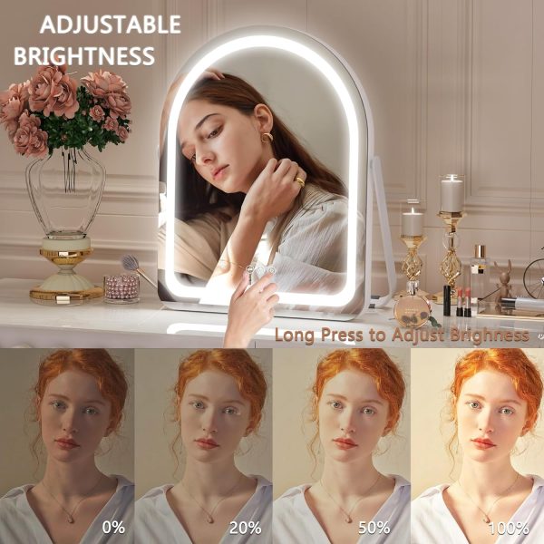 Hasipu Vanity Mirror with Lights, 11"×14" LED Makeup Mirror, Lighted Makeup Mirror with Lights, Smart Touch Control Dimmable 3 Modes Light 360°Rotation White - Image 4