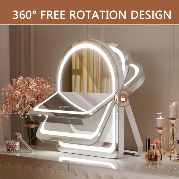 Hasipu Vanity Mirror with Lights, 11"×14" LED Makeup Mirror, Lighted Makeup Mirror with Lights, Smart Touch Control Dimmable 3 Modes Light 360°Rotation White - Image 6