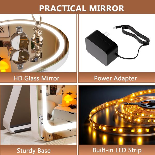 Hasipu Vanity Mirror with Lights, 11"×14" LED Makeup Mirror, Lighted Makeup Mirror with Lights, Smart Touch Control Dimmable 3 Modes Light 360°Rotation White - Image 7