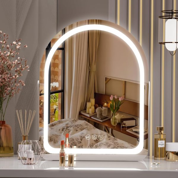 Hasipu Vanity Mirror with Lights, 11"×14" LED Makeup Mirror, Lighted Makeup Mirror with Lights, Smart Touch Control Dimmable 3 Modes Light 360°Rotation White - Image 8