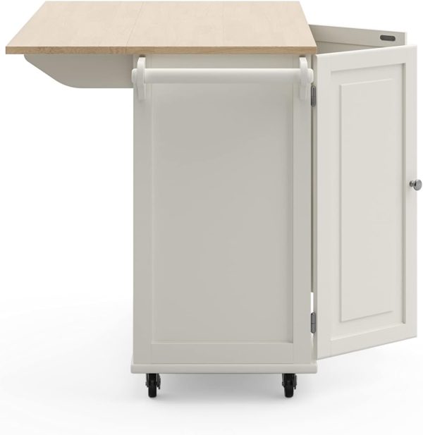Homestyles Mobile Kitchen Island Cart with Wood Drop Leaf Breakfast Bar, Off White,Soft White, 54 Inch Width - Image 13