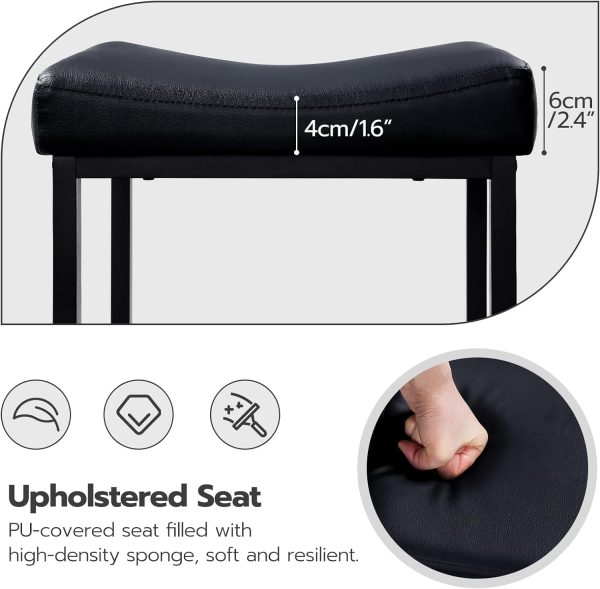 HOOBRO Bar Stools, Set of 2 Bar Chairs, Counter Height Stools, Saddle Stools with Curved Surface, Kitchen Stools, 24.8 Inches, 2.4" Thick Upholstery, for Kitchen, Dining Room, Cafe Black BB10BY01 - Image 6