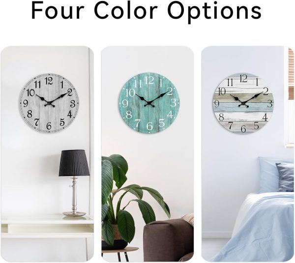 HYLANDA Wall Clock, Silent Non Ticking Wall Clocks Battery Operated, Rustic Wooden Clocks Decorative for Kitchen, Bathroom, Bedroom, Living Room, (8 Inch) - Image 3