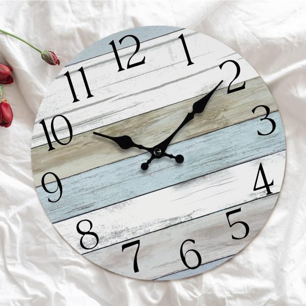 HYLANDA Wall Clock, Silent Non Ticking Wall Clocks Battery Operated, Rustic Wooden Clocks Decorative for Kitchen, Bathroom, Bedroom, Living Room, (8 Inch) - Image 4