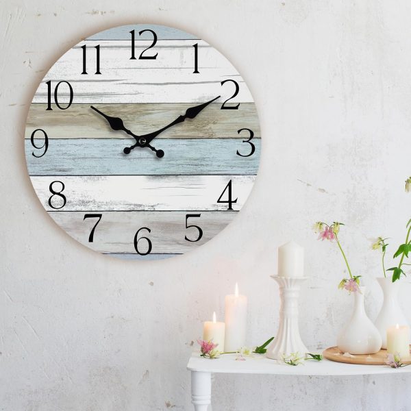HYLANDA Wall Clock, Silent Non Ticking Wall Clocks Battery Operated, Rustic Wooden Clocks Decorative for Kitchen, Bathroom, Bedroom, Living Room, (8 Inch) - Image 5