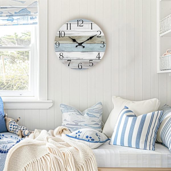 HYLANDA Wall Clock, Silent Non Ticking Wall Clocks Battery Operated, Rustic Wooden Clocks Decorative for Kitchen, Bathroom, Bedroom, Living Room, (8 Inch) - Image 6