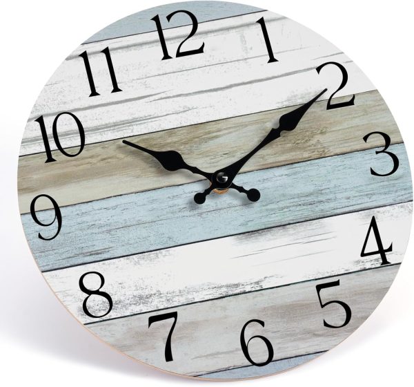 HYLANDA Wall Clock, Silent Non Ticking Wall Clocks Battery Operated, Rustic Wooden Clocks Decorative for Kitchen, Bathroom, Bedroom, Living Room, (8 Inch) - Image 7