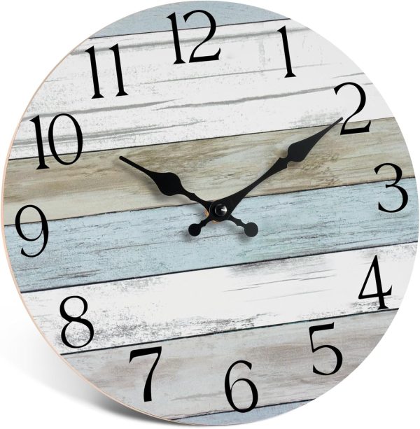 HYLANDA Wall Clock, Silent Non Ticking Wall Clocks Battery Operated, Rustic Wooden Clocks Decorative for Kitchen, Bathroom, Bedroom, Living Room, (8 Inch) - Image 8