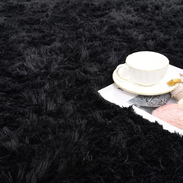 ISEAU Black Rug Super Soft Shaggy 4x6 Feet Rugs for Bedroom, Fluffy Area Rug for Living Room Floor Rug, Fuzzy and Comfy Carpet Nursery Shag Rug for Kids Boys Room Decor - Image 5