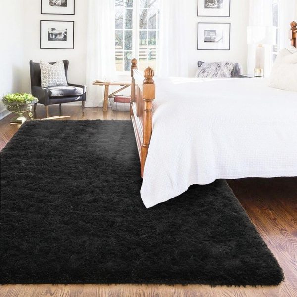 ISEAU Black Rug Super Soft Shaggy 4x6 Feet Rugs for Bedroom, Fluffy Area Rug for Living Room Floor Rug, Fuzzy and Comfy Carpet Nursery Shag Rug for Kids Boys Room Decor - Image 7