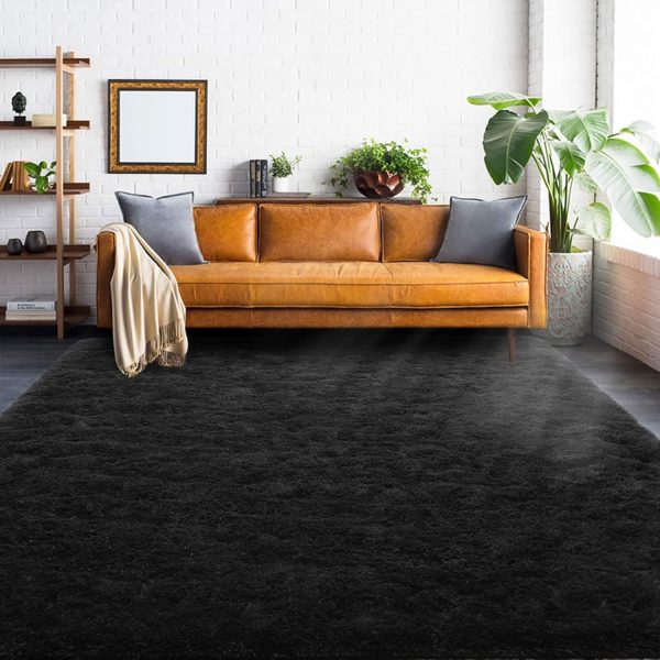 ISEAU Black Rug Super Soft Shaggy 4x6 Feet Rugs for Bedroom, Fluffy Area Rug for Living Room Floor Rug, Fuzzy and Comfy Carpet Nursery Shag Rug for Kids Boys Room Decor - Image 8