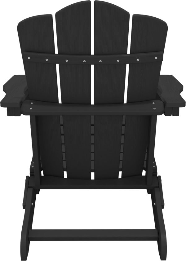 KINGYES Folding Adirondack Chair, HDPE All-Weather Folding Adirondack Chairs, Outdoor Patio Adirondack Chair for Deck Lawn fire Pit, Black - Image 11