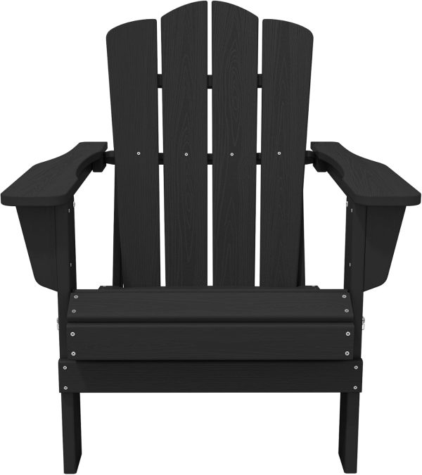 KINGYES Folding Adirondack Chair, HDPE All-Weather Folding Adirondack Chairs, Outdoor Patio Adirondack Chair for Deck Lawn fire Pit, Black - Image 9
