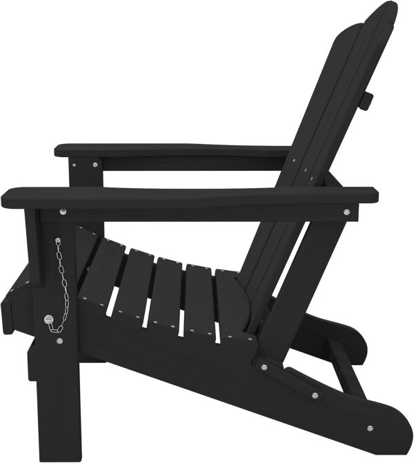 KINGYES Folding Adirondack Chair, HDPE All-Weather Folding Adirondack Chairs, Outdoor Patio Adirondack Chair for Deck Lawn fire Pit, Black - Image 10