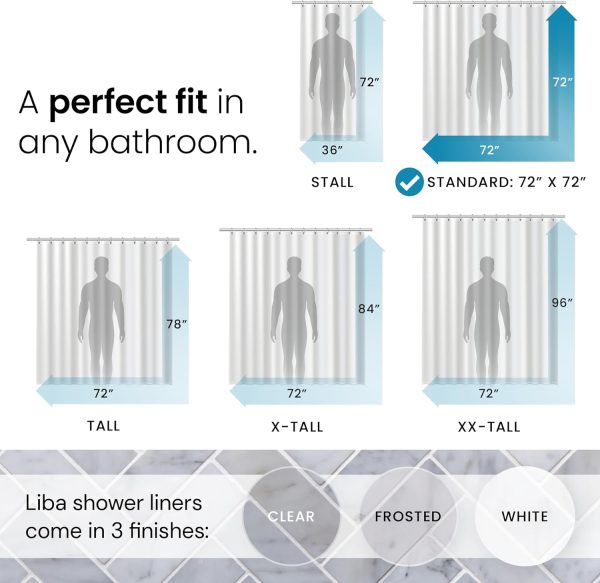 Bathroom Shower Curtain - Waterproof Plastic Shower Curtain Premium PEVA Non-Toxic with Rust Proof Grommets Clear 8G Heavy Duty Bathroom Accessories 72x72 - Image 2