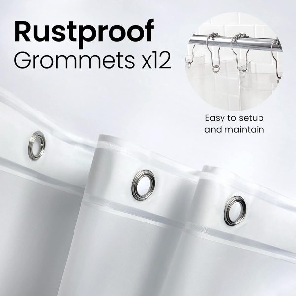 Bathroom Shower Curtain - Waterproof Plastic Shower Curtain Premium PEVA Non-Toxic with Rust Proof Grommets Clear 8G Heavy Duty Bathroom Accessories 72x72 - Image 4