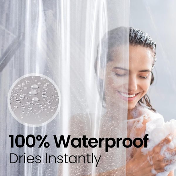 Bathroom Shower Curtain - Waterproof Plastic Shower Curtain Premium PEVA Non-Toxic with Rust Proof Grommets Clear 8G Heavy Duty Bathroom Accessories 72x72 - Image 5