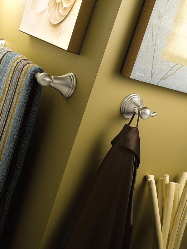 Moen Preston Collection Brushed Nickel 24-Inch Bathroom Single Towel Bar, Wall Mounted Hand or Body Towel Rack, DN8424BN - Image 2
