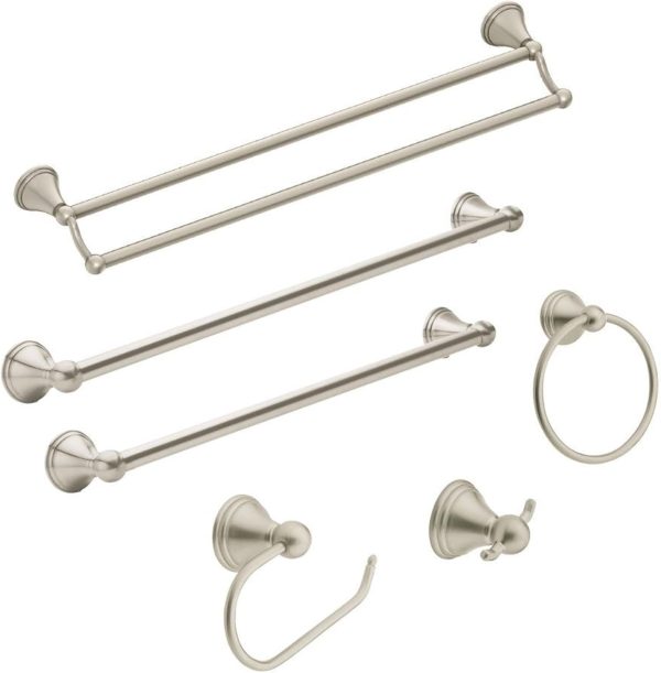 Moen Preston Collection Brushed Nickel 24-Inch Bathroom Single Towel Bar, Wall Mounted Hand or Body Towel Rack, DN8424BN - Image 3