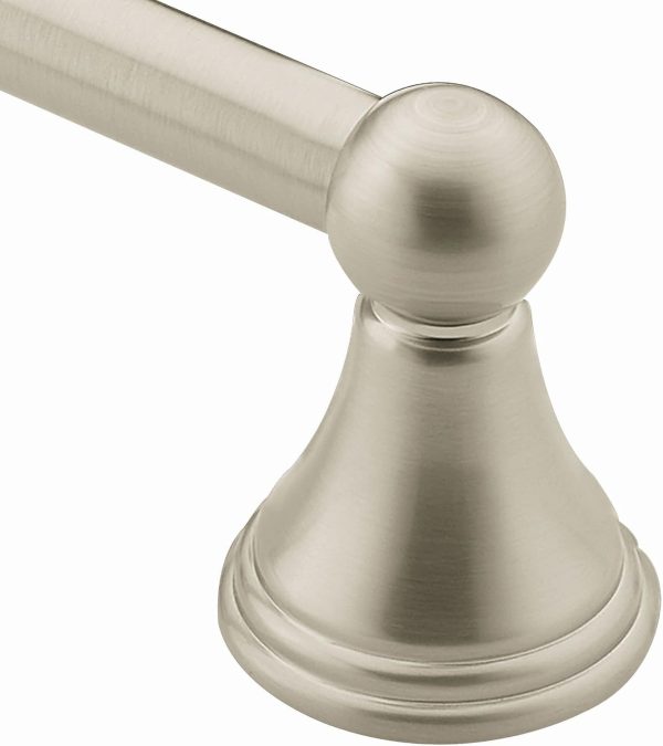 Moen Preston Collection Brushed Nickel 24-Inch Bathroom Single Towel Bar, Wall Mounted Hand or Body Towel Rack, DN8424BN - Image 4