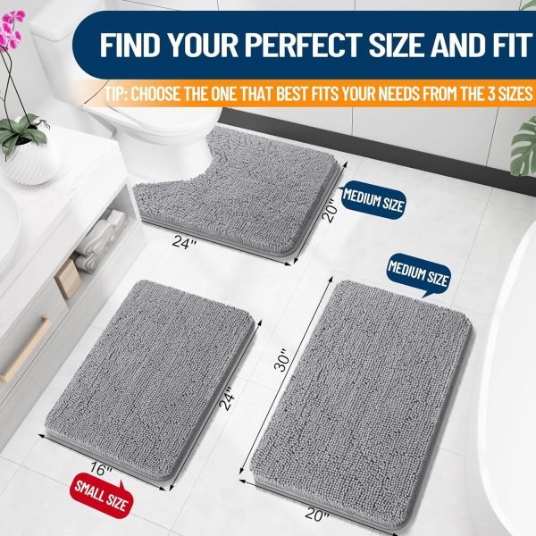 OLANLY Bathroom Rugs Mat 30x20, Extra Soft and Absorbent Microfiber Bath Rugs, Non-Slip Plush Shaggy Bath Carpet, Machine Wash Dry, Bath Mat for Bathroom Floor, Tub and Shower, Grey - Image 2