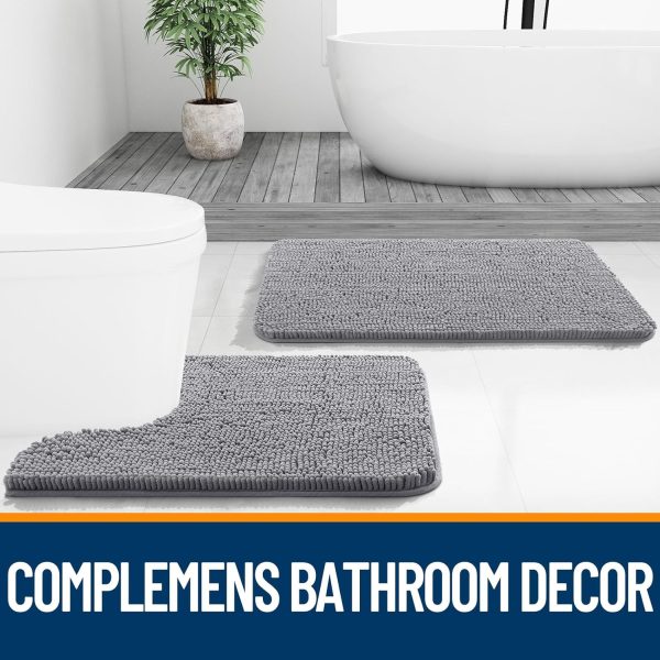 OLANLY Bathroom Rugs Mat 30x20, Extra Soft and Absorbent Microfiber Bath Rugs, Non-Slip Plush Shaggy Bath Carpet, Machine Wash Dry, Bath Mat for Bathroom Floor, Tub and Shower, Grey - Image 7
