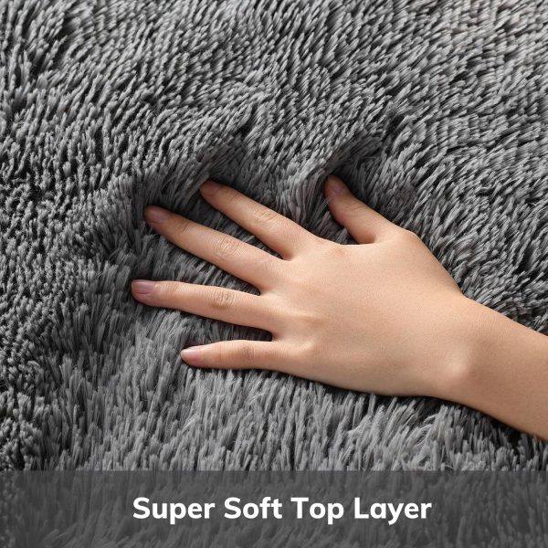 Ophanie Area Rugs for Bedroom Living Room, 4x6 Grey Fluffy Fuzzy Shag Shaggy Carpet Soft Plush Furry Bedside Rug, Indoor Floor Rug for Kids Girls Boys Home Decor Aesthetic, Dorm Nursery Gray - Image 2
