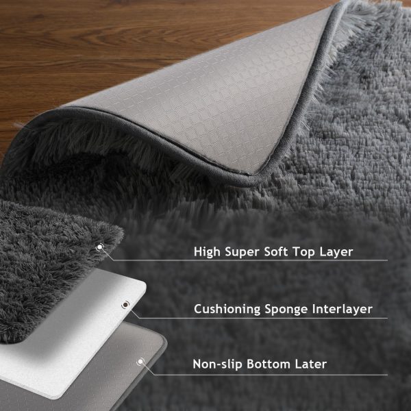 Ophanie Area Rugs for Bedroom Living Room, 4x6 Grey Fluffy Fuzzy Shag Shaggy Carpet Soft Plush Furry Bedside Rug, Indoor Floor Rug for Kids Girls Boys Home Decor Aesthetic, Dorm Nursery Gray - Image 4