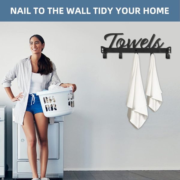 Over The Door Hooks, Towel Rack Towel Hooks for Bathroom, Towel Holder for Hanging Heavy Duty, Towel Hanger Over Door Hanger with 5 Coat Hooks for Bedroom Bathroom Kitchen - Image 6