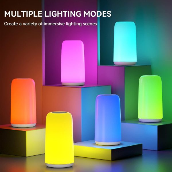 Touch Bedside Table Lamp, [Sleek Design & RGB Mode] 3 Way Dimmable Small Lamp for Bedroom, LED Lamp with Warm White Lights, Multi-Color Smart Nightstand Lamp for for Living Room Home Gifts - Image 3