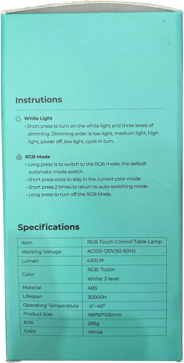Touch Bedside Table Lamp, [Sleek Design & RGB Mode] 3 Way Dimmable Small Lamp for Bedroom, LED Lamp with Warm White Lights, Multi-Color Smart Nightstand Lamp for for Living Room Home Gifts - Image 10