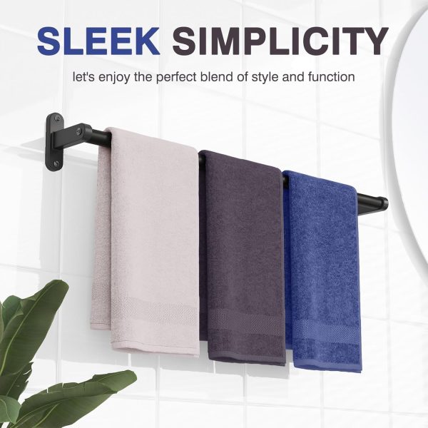 Towel Rack for Bathroom - 24" Rustproof Towel Holder, Sturdy Towel Bar Wall Mounted, Space-Saving Towel Hanger, Bathroom Accessories, Home Decor, Apparment Essentials, Black - Image 5