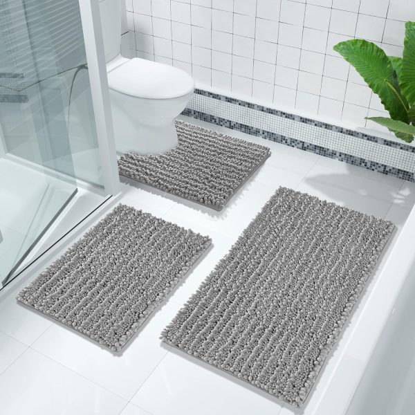 Yimobra Bathroom Rug Mat, 24'' x 17'', Luxury Chenille Shaggy Bath Rugs, Extra Soft & Thick, Absorbent Water, Non-Slip, Machine Washable, Bath Mats for Bath Floor,Tub and Shower, Gray - Image 8