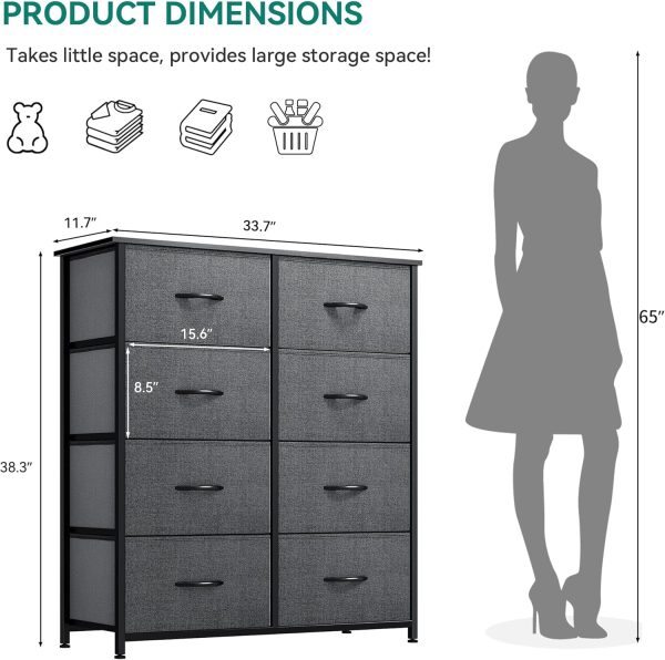 YITAHOME Dresser for Bedroom, Fabric Dresser with 8 Drawers,Tall Dresser,Chest of Drawers for Closet - Image 5